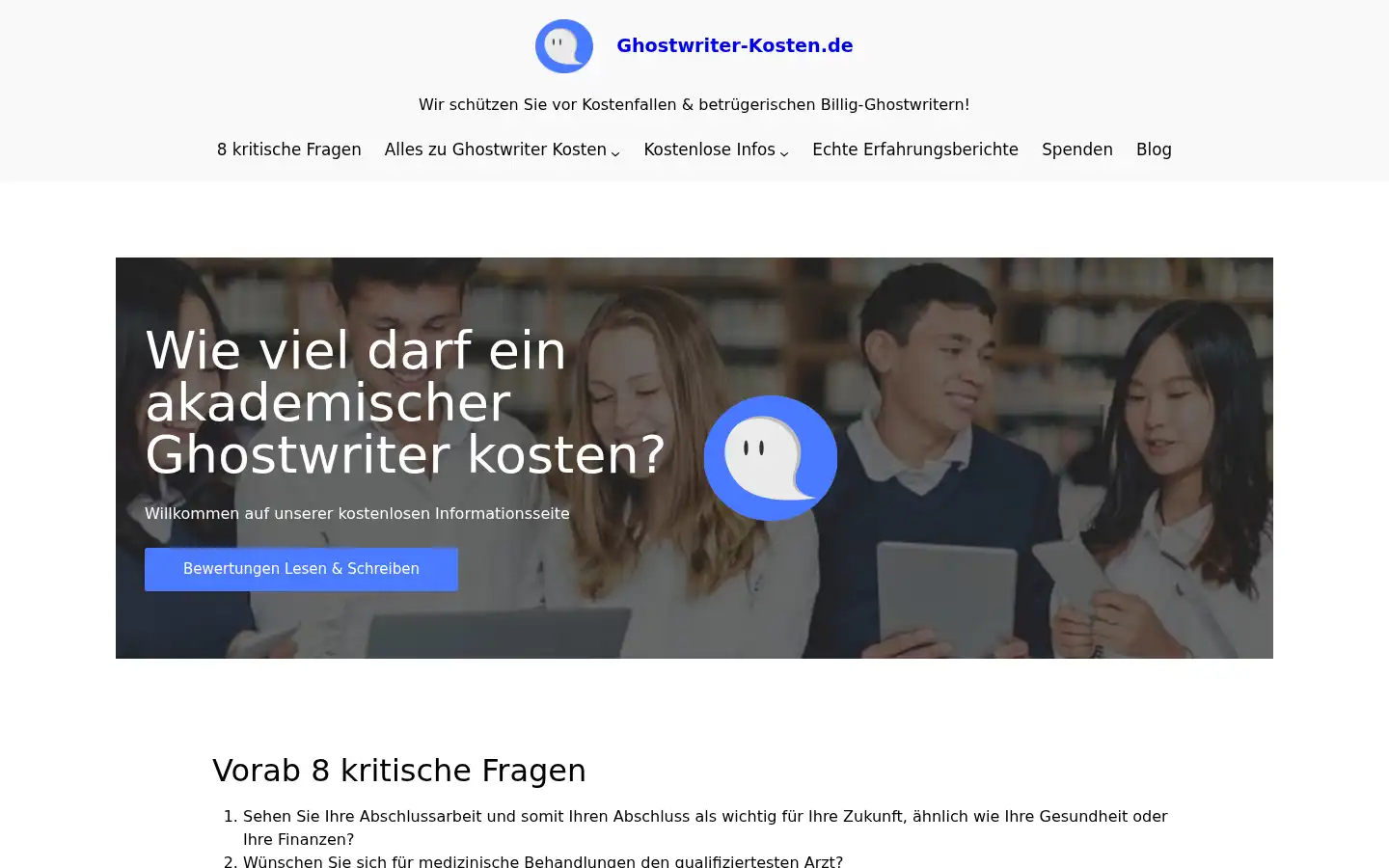 Screenshot of ghostwriter-kosten.de