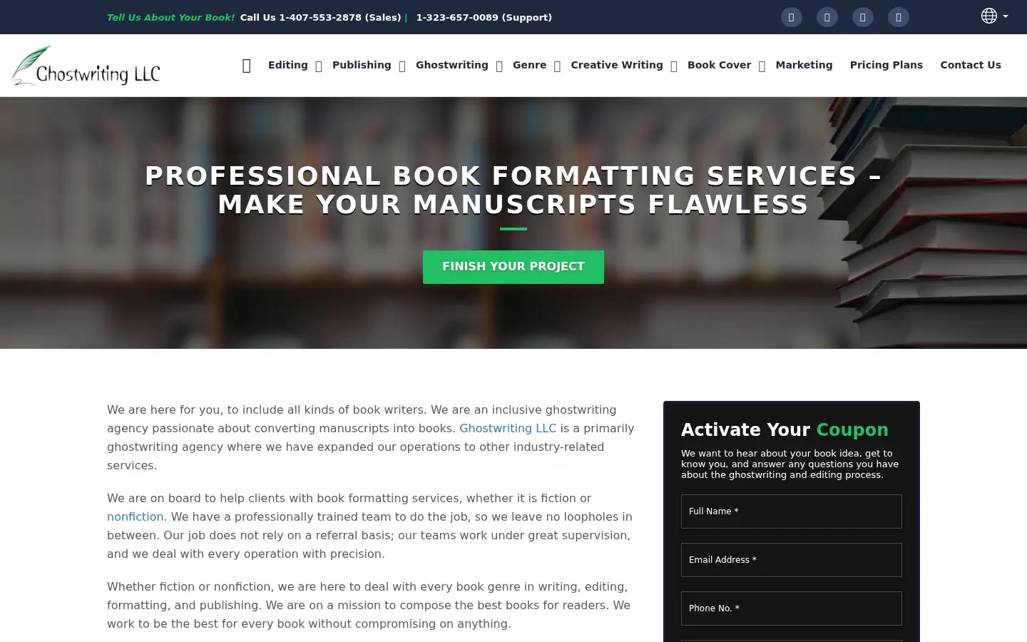 Screenshot of ghostwritingllc.com
