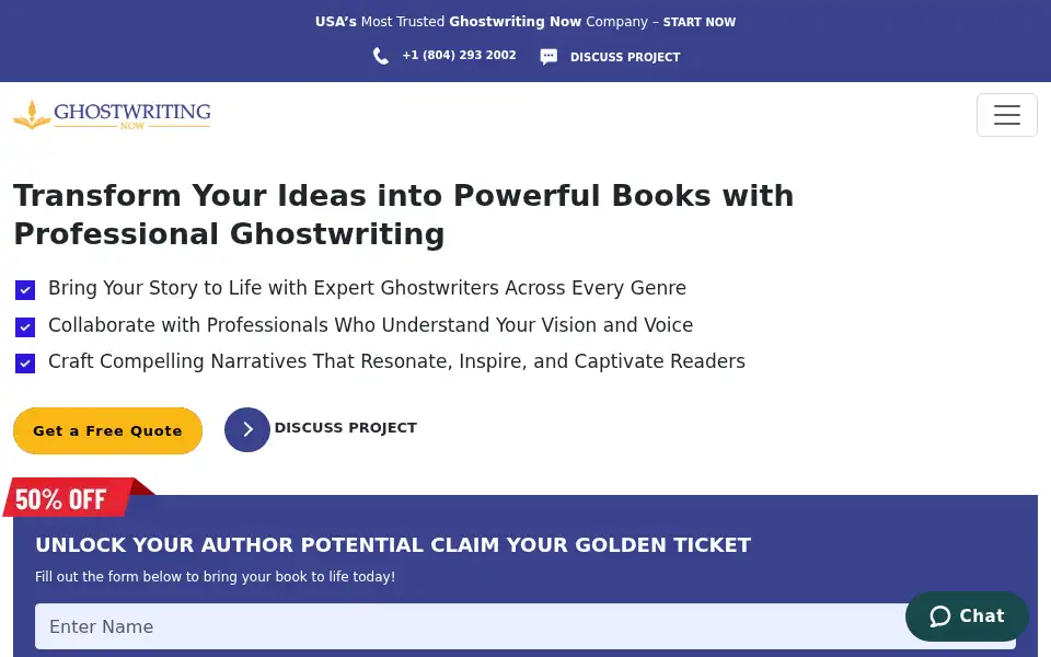 Screenshot of ghostwritingnow.com