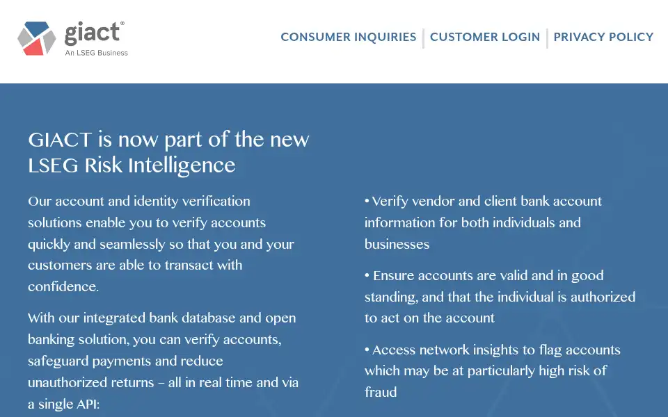 Screenshot of giact.com