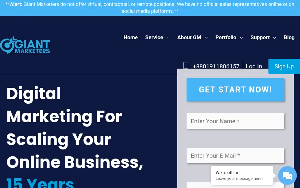 Screenshot of giantmarketers.com