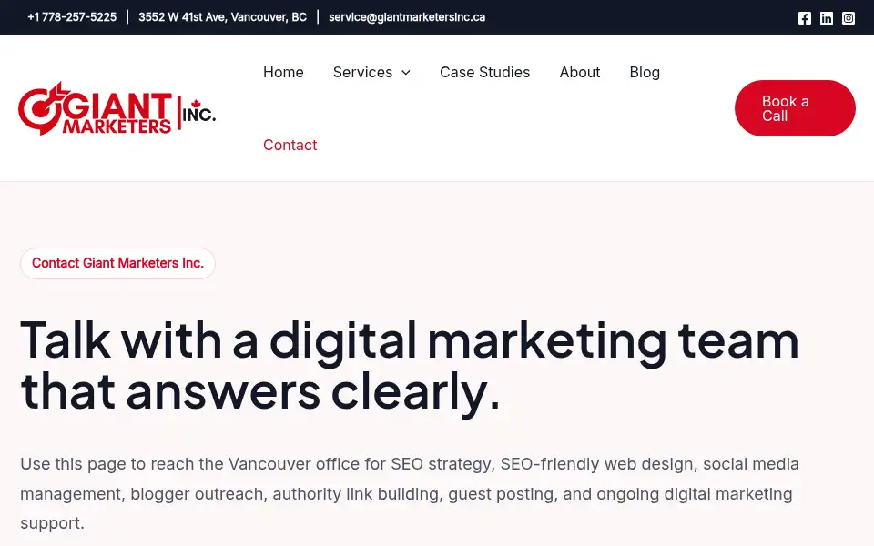 Screenshot of giantmarketersinc.ca