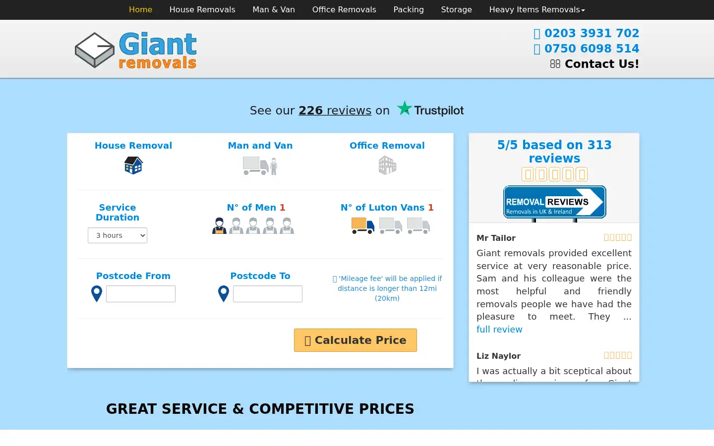 Screenshot of giantremovals.co.uk