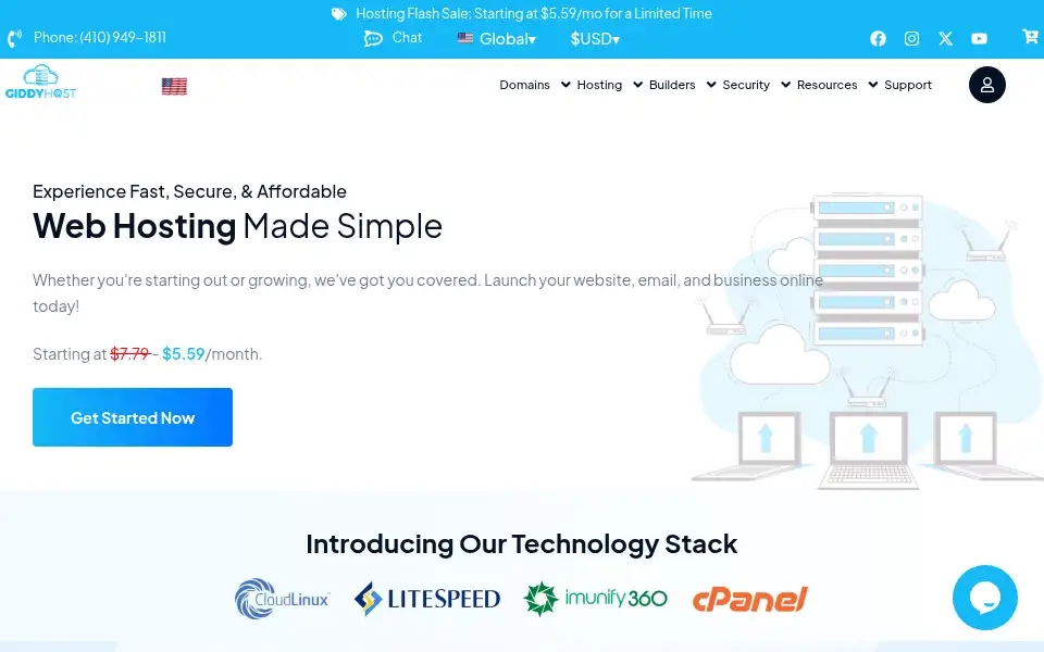 Screenshot of giddyhost.com