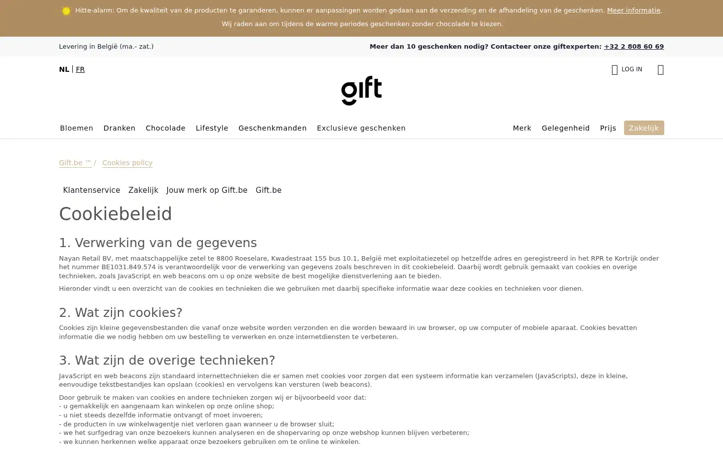 Screenshot of gift.be