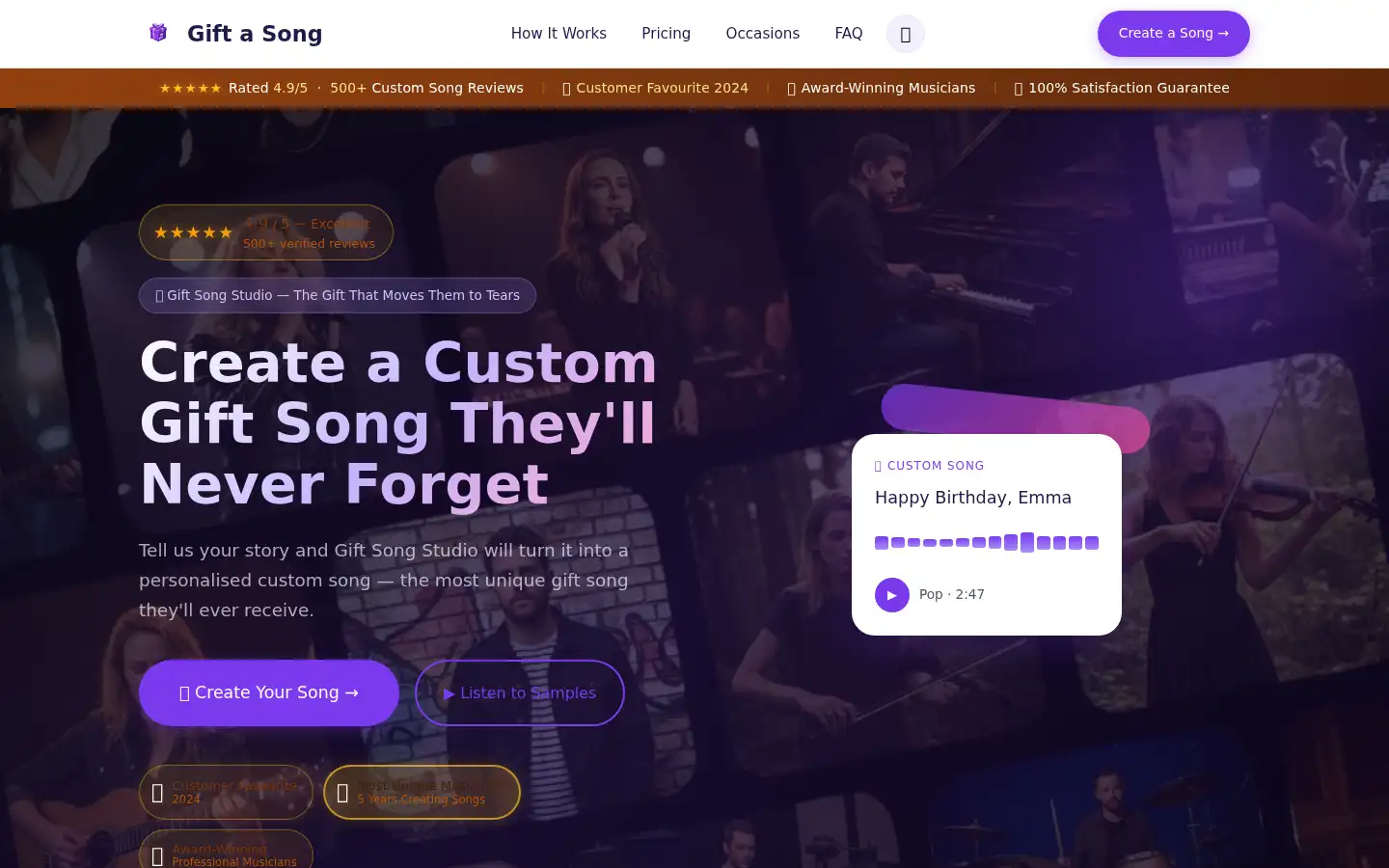 Screenshot of giftasong.studio