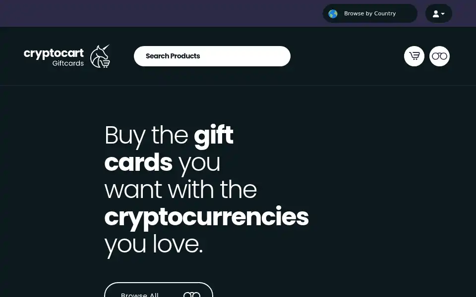 Screenshot of giftcards.cryptocart.cc