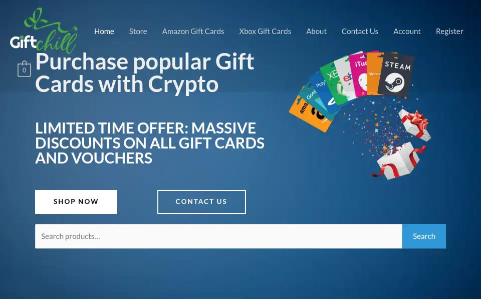 Screenshot of giftchill.co.uk