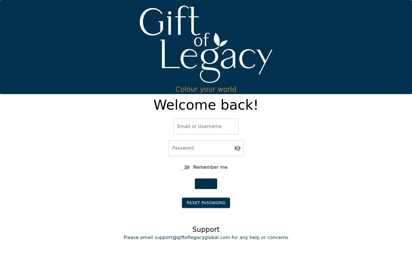 Screenshot of giftoflegacyglobal.com