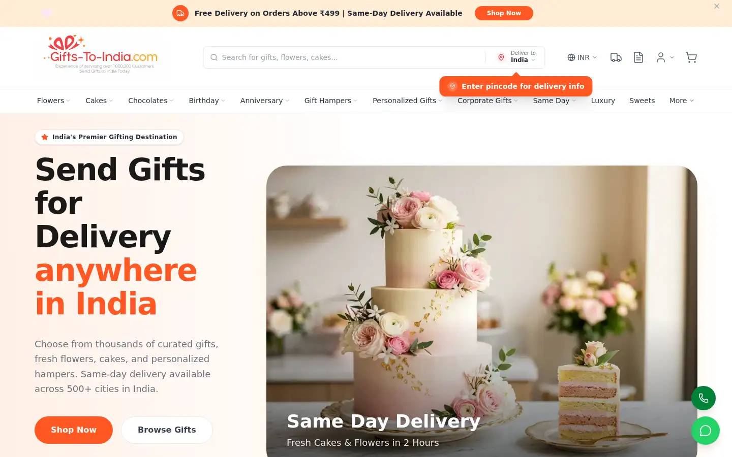 Screenshot of gifts-to-india.com