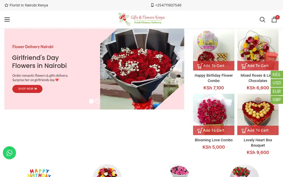 Screenshot of giftsandflowers.co.ke