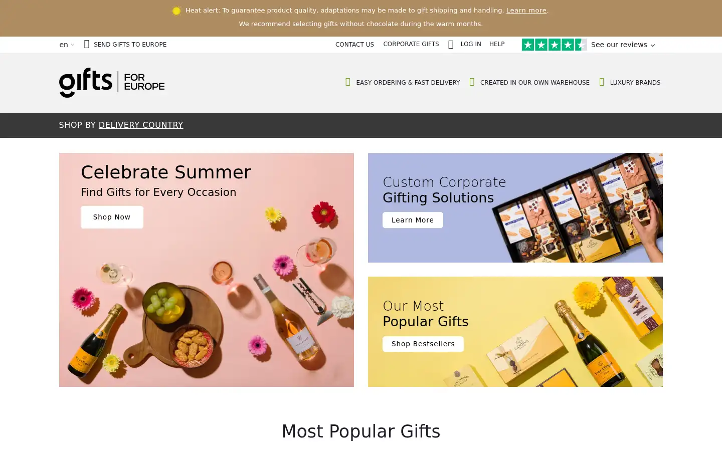 Screenshot of giftsforeurope.com