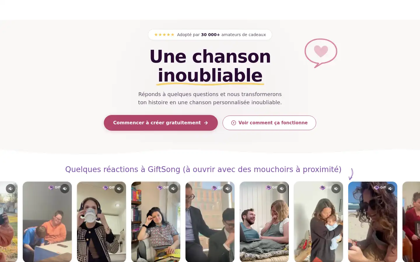 Screenshot of giftsong.ai