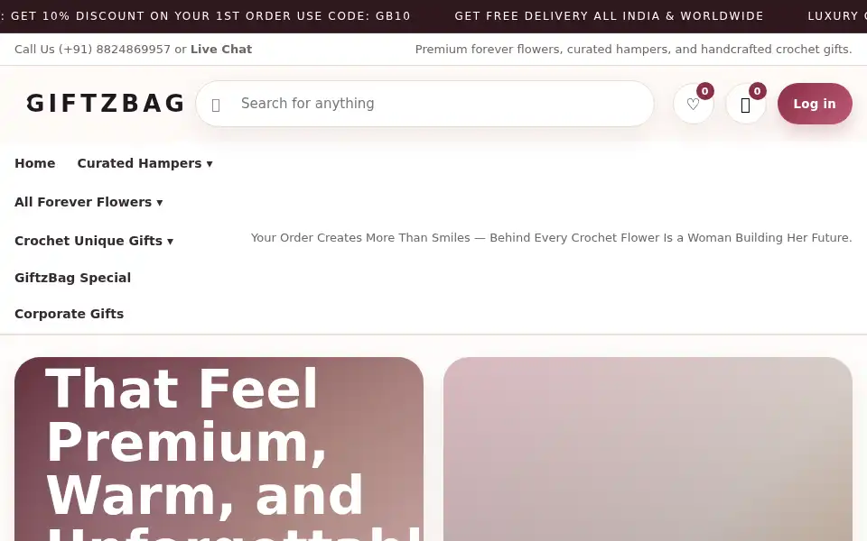 Screenshot of giftzbag.com