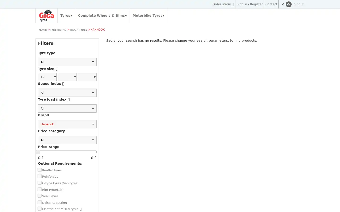 Screenshot of giga-tyres.co.uk