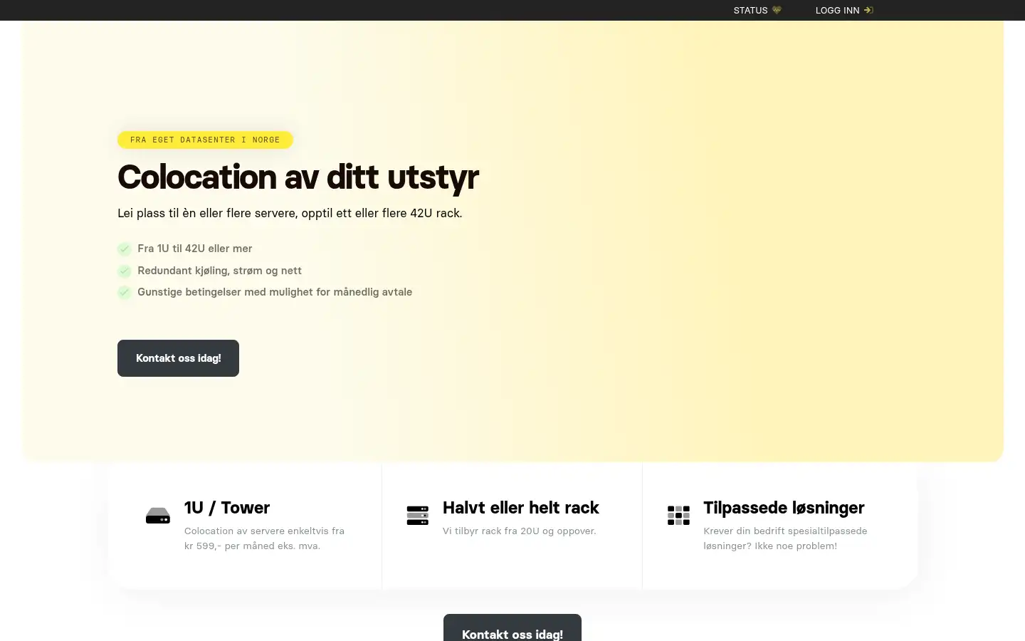 Screenshot of gigahost.no