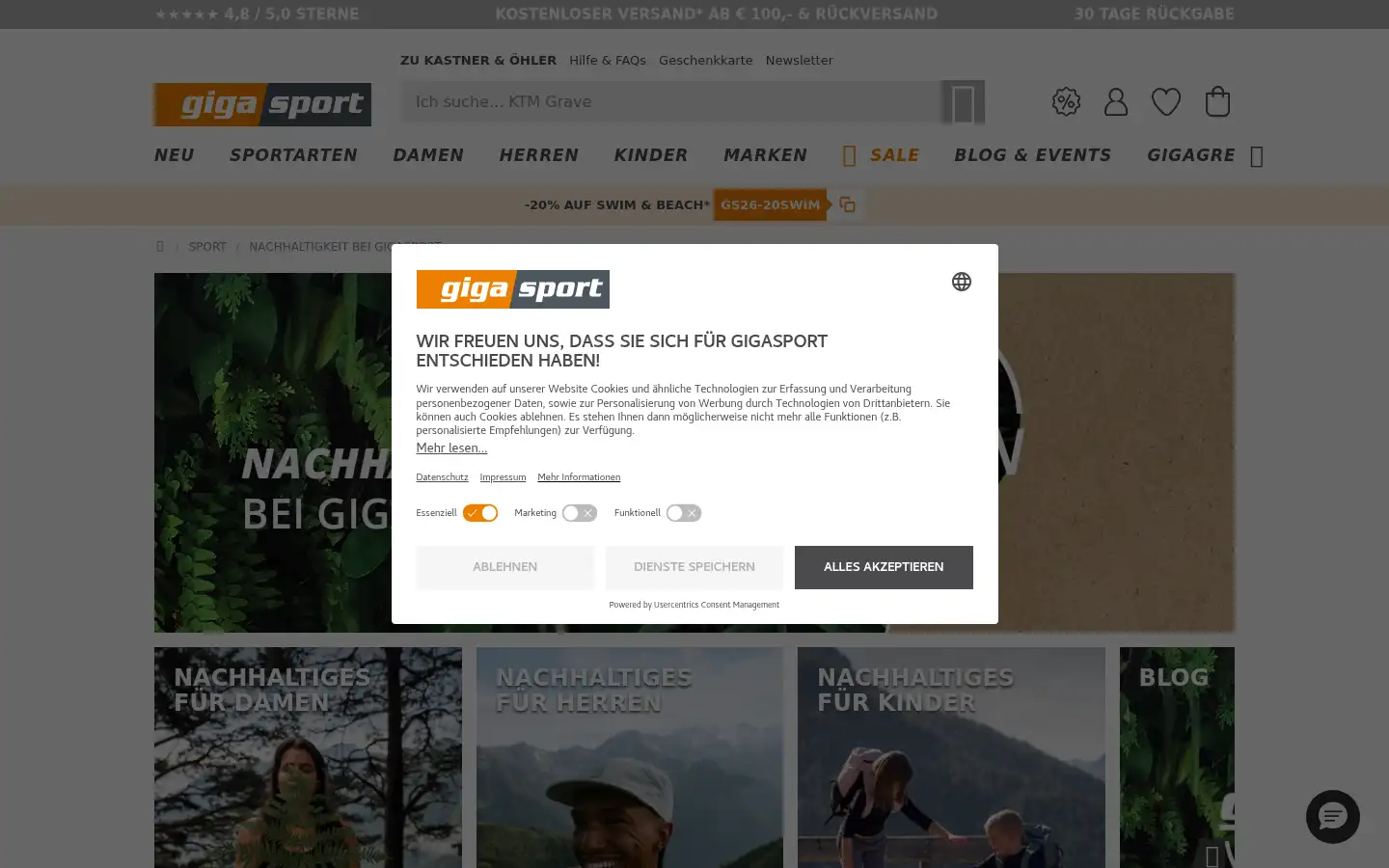 Screenshot of gigasport.de