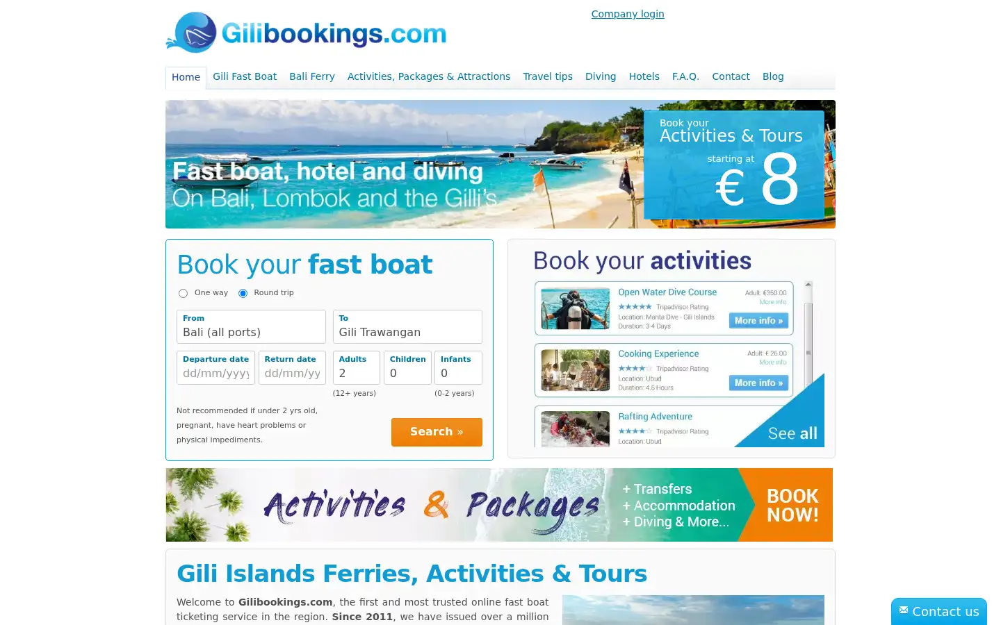 Screenshot of gilibookings.com