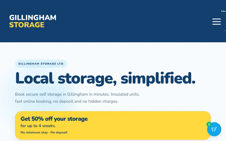 Screenshot of gillinghamstorage.co.uk