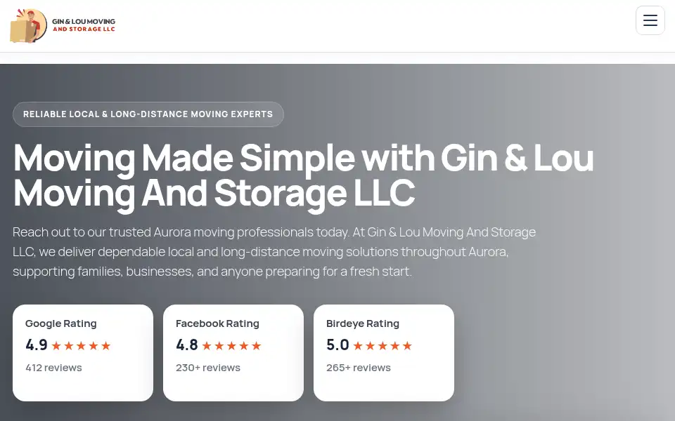 Screenshot of ginloumovingandstorage.com