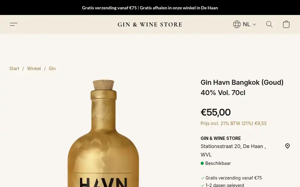 Screenshot of ginwinkel.be