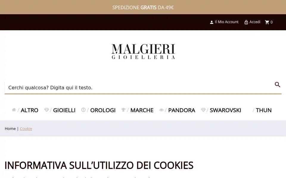 Screenshot of gioielleriamalgieri.it