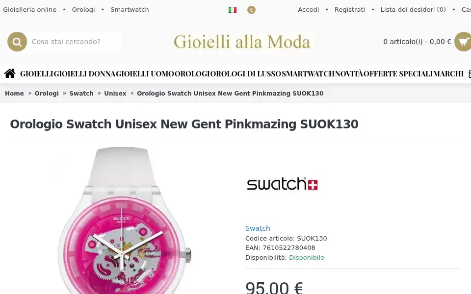 Screenshot of gioielliallamoda.it