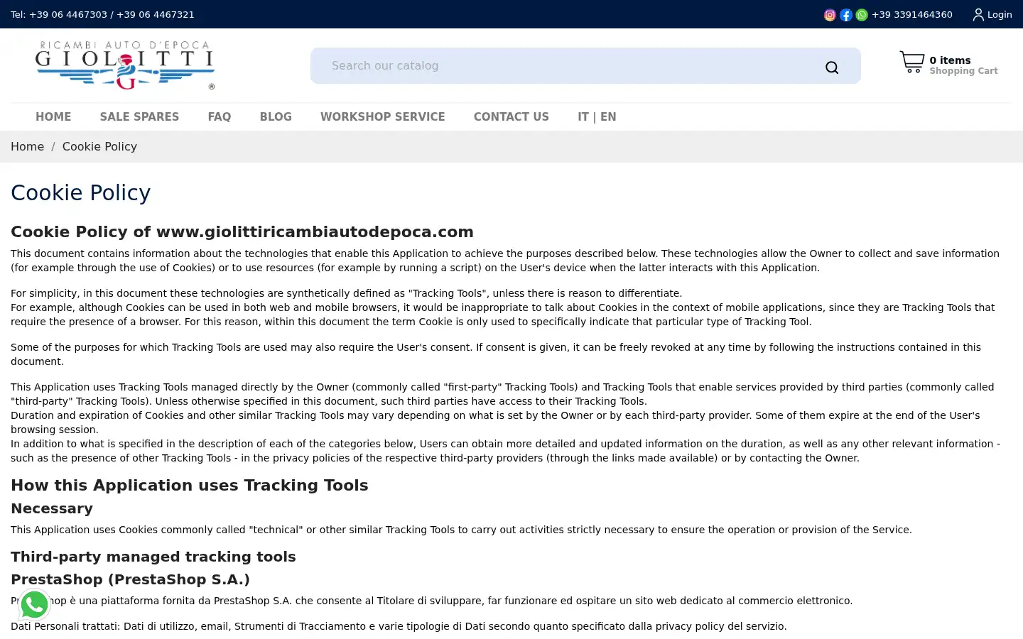 Screenshot of giolittiricambiautodepoca.com
