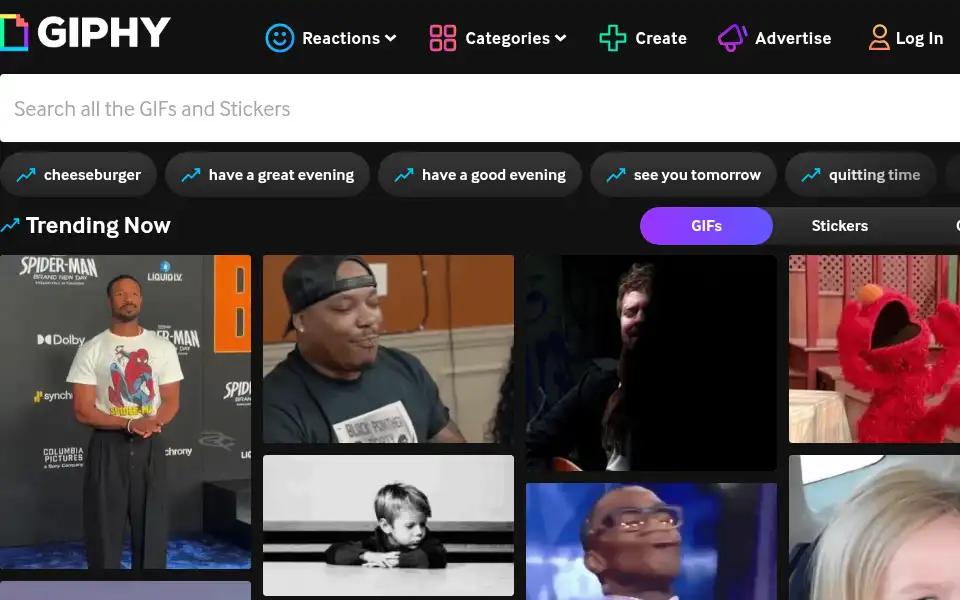 Screenshot of giphy.com