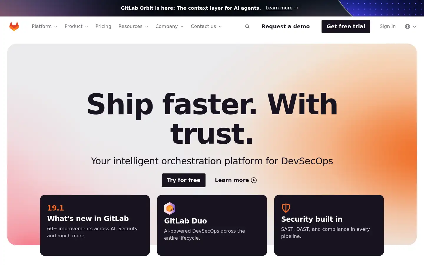 Screenshot of gitlab.com