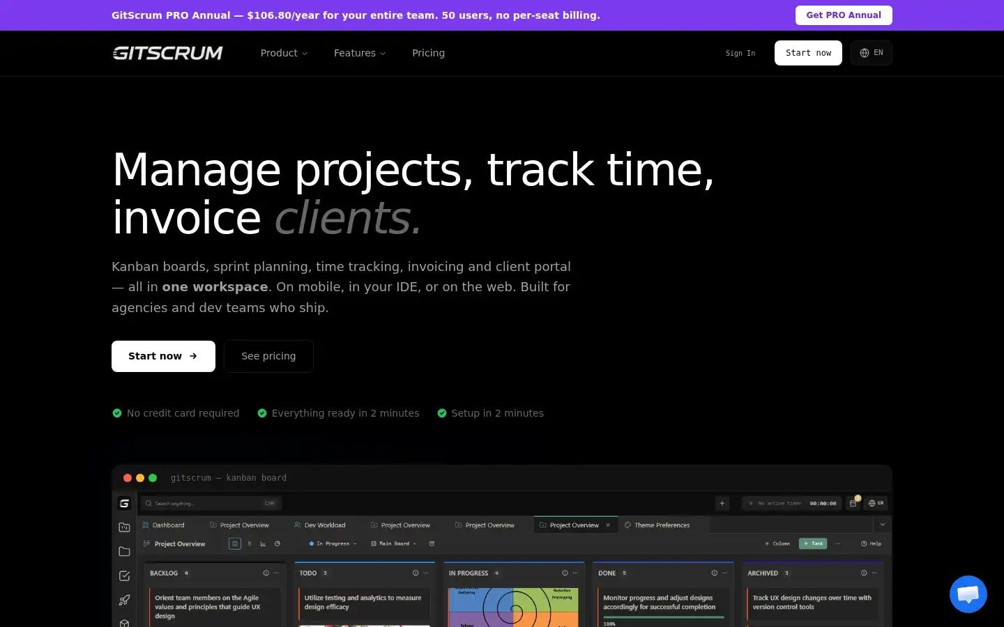 Screenshot of gitscrum.com