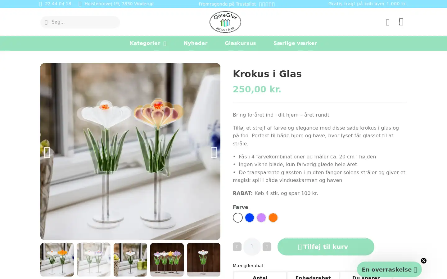 Screenshot of gitteglas.dk