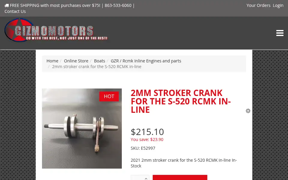 Screenshot of gizmomotors.com