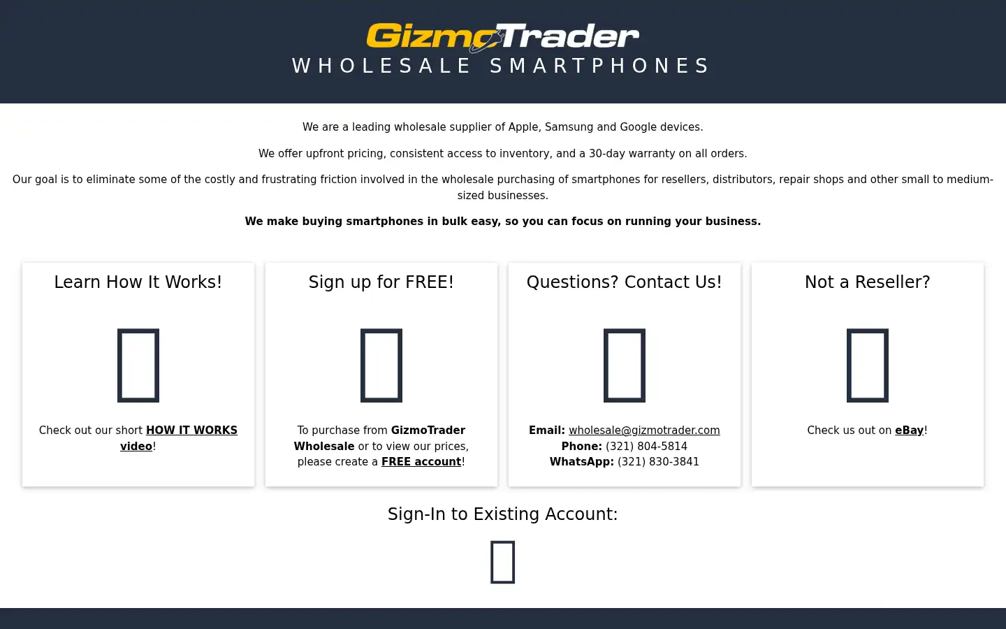 Screenshot of gizmotrader.com