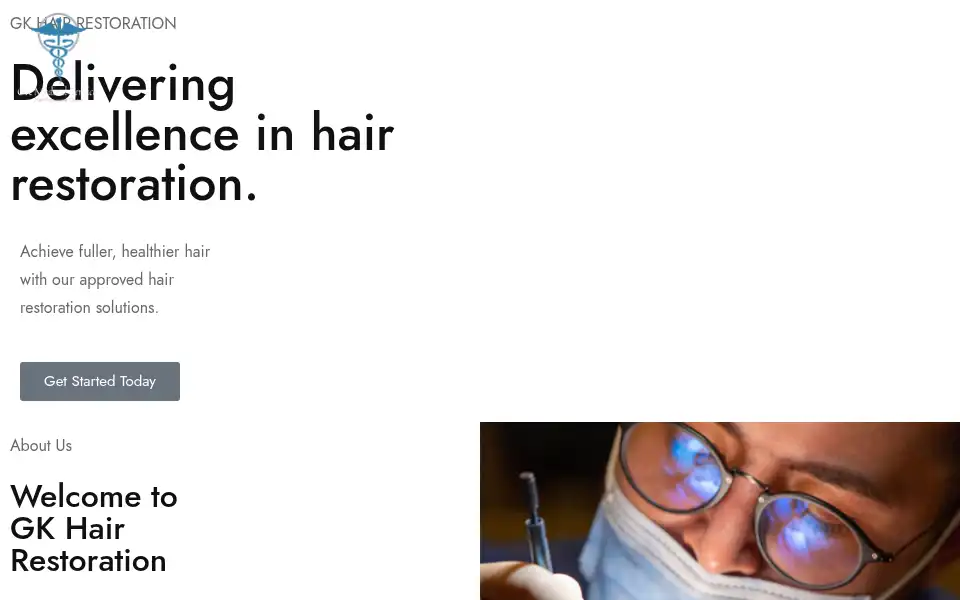 Screenshot of gkhairrestoration.co.uk