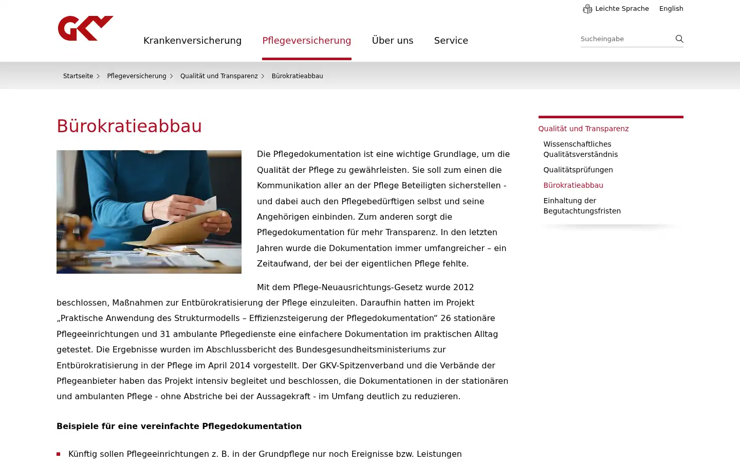 Screenshot of gkv-spitzenverband.de