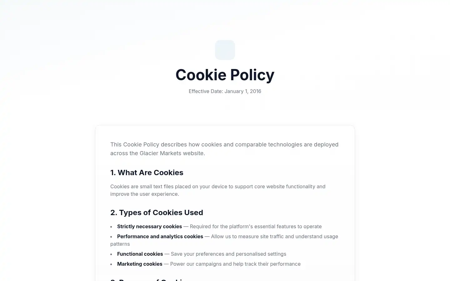 Screenshot of glacier-markets.com