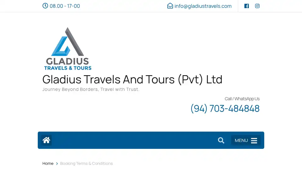 Screenshot of gladiustravels.com