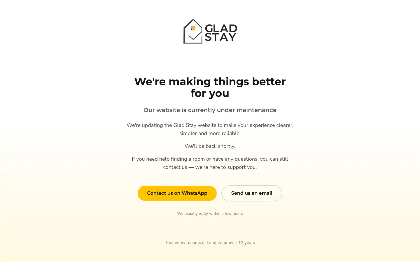 Screenshot of gladstay.co.uk