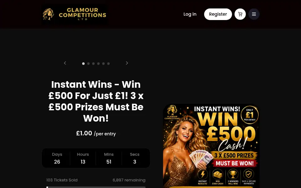 Screenshot of glamourcompetitions.com