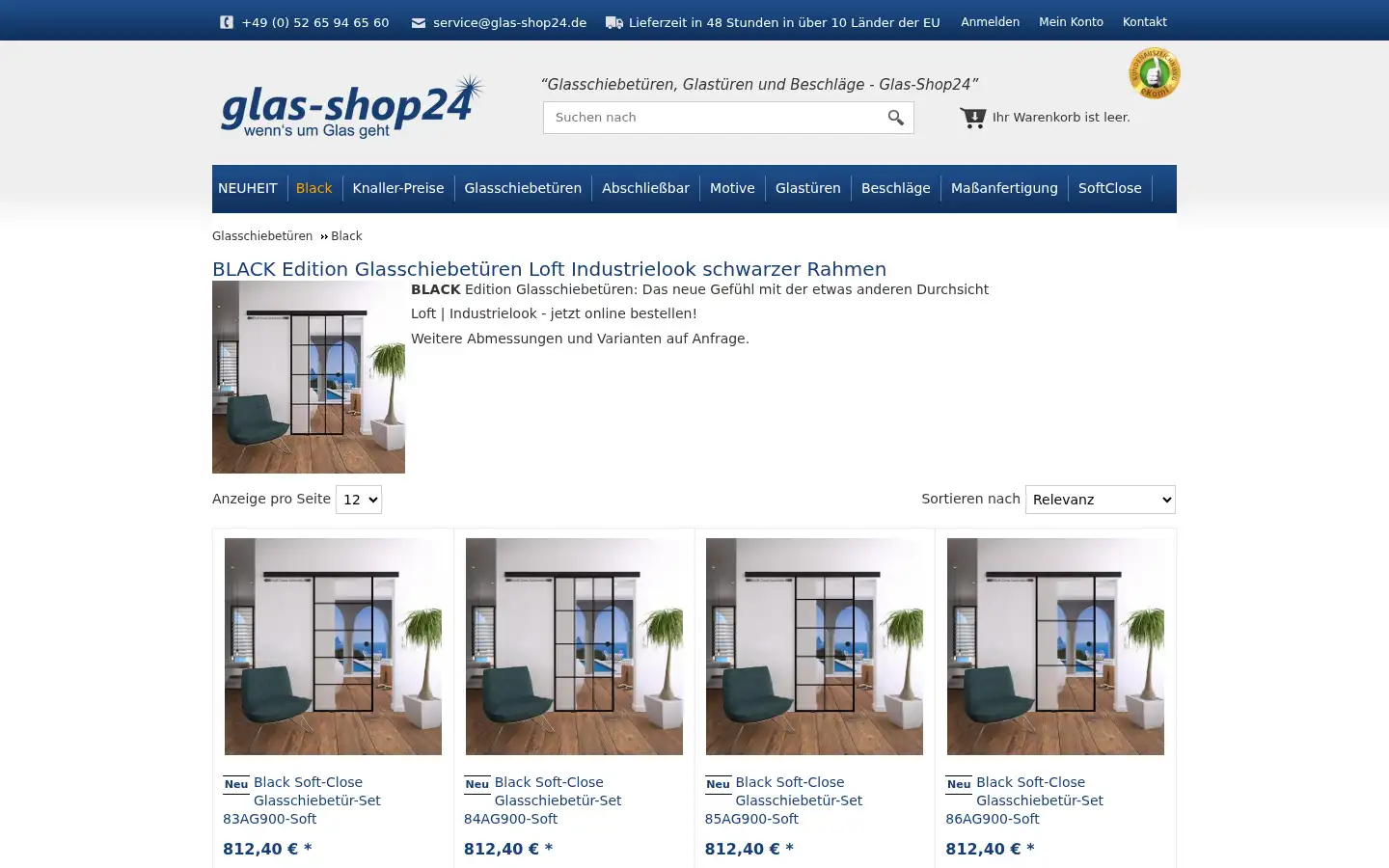 Screenshot of glas-shop24.de