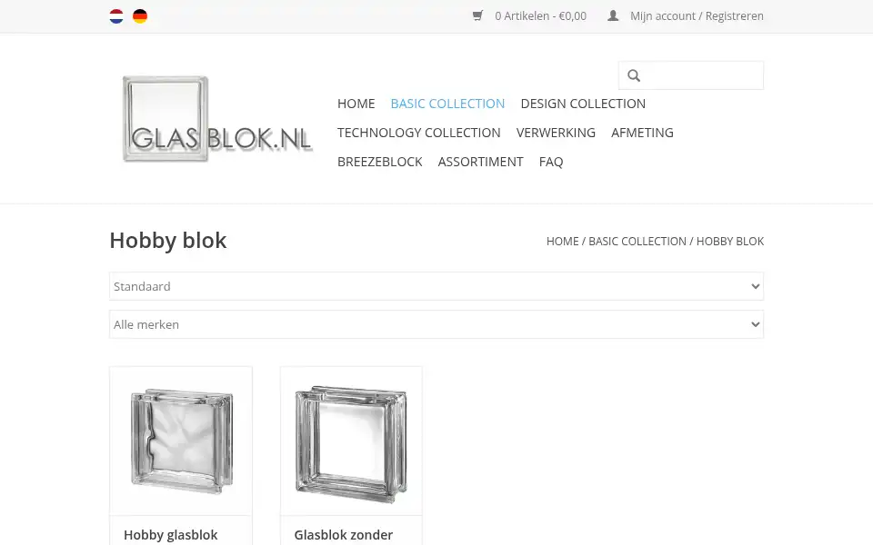 Screenshot of glasblok.nl
