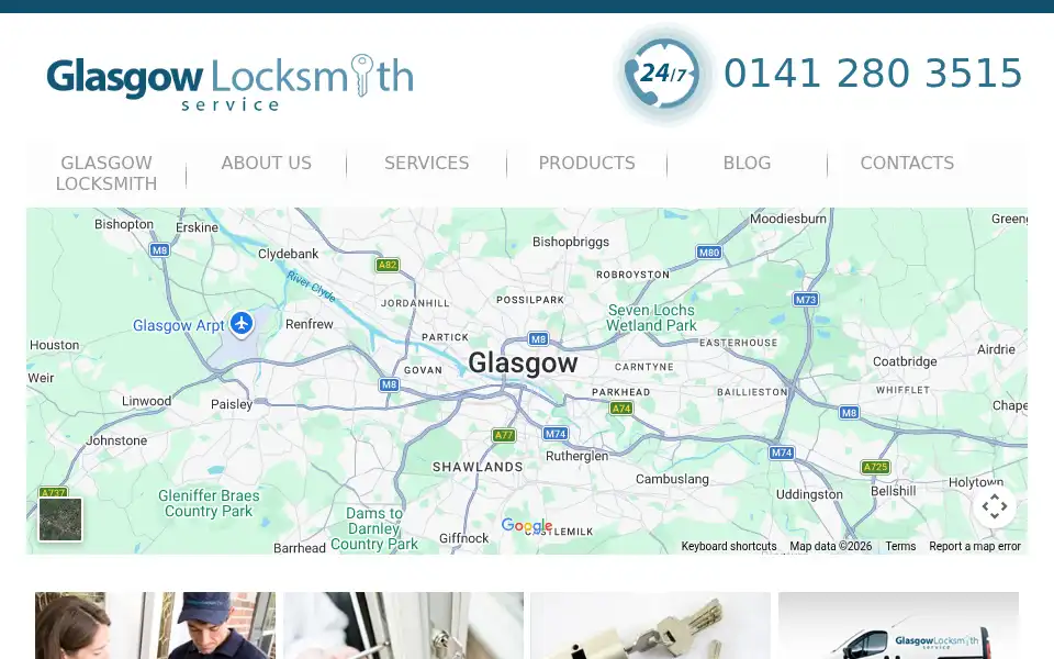 Screenshot of glasgowlocksmithservice.co.uk