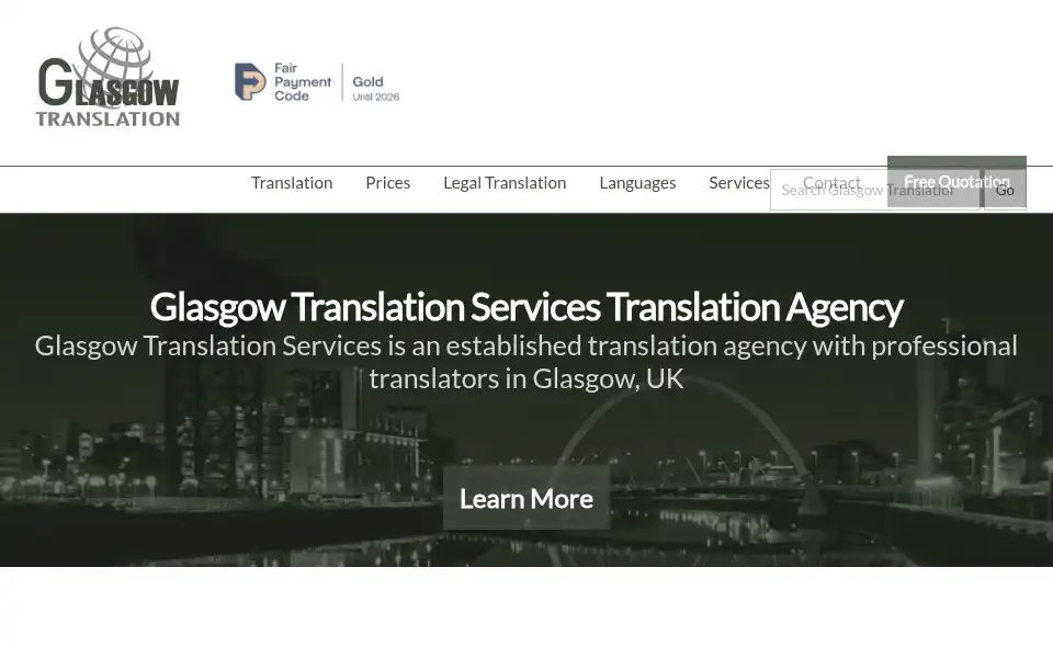 Screenshot of glasgowtranslation.co.uk