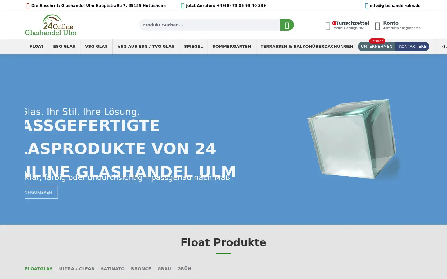 Screenshot of glashandel-ulm.de
