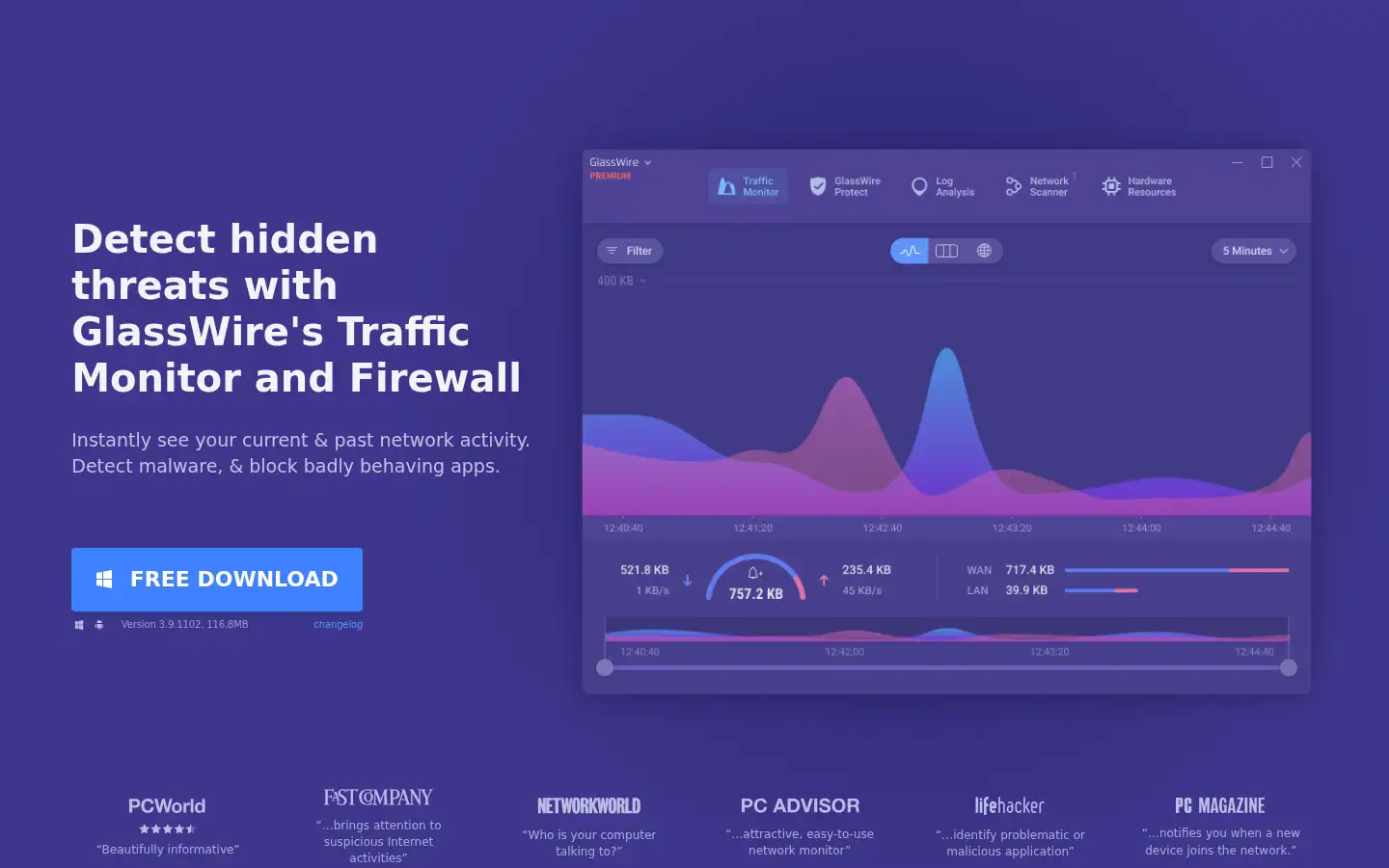 Screenshot of glasswire.com