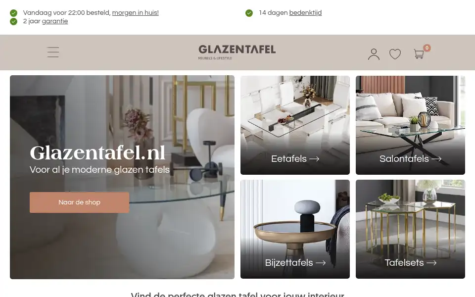 Screenshot of glazentafel.nl
