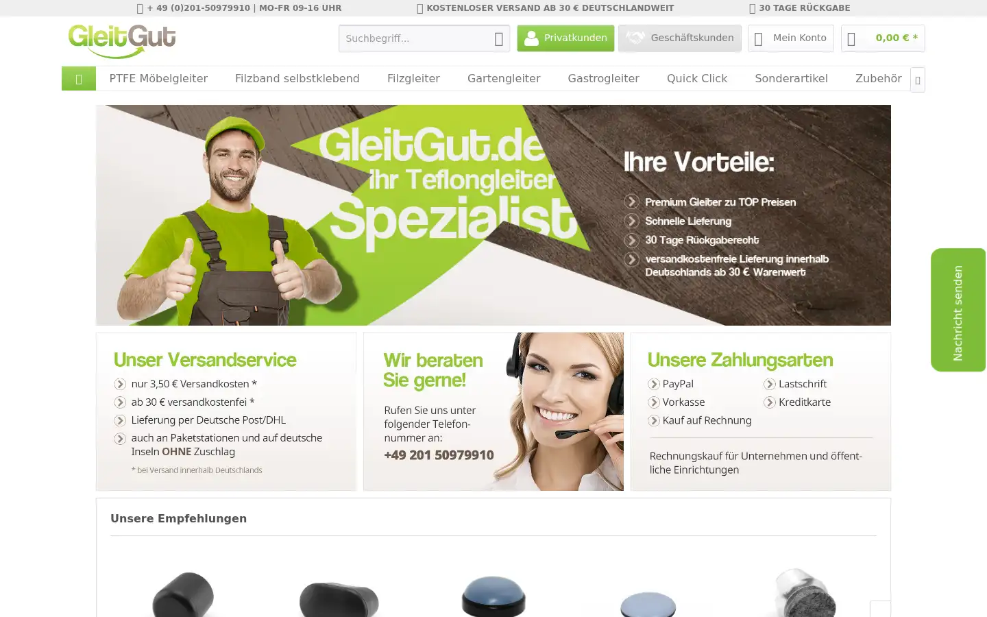 Screenshot of gleitgut.de