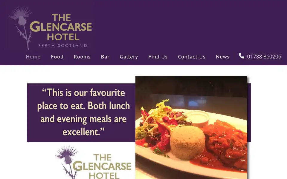 Screenshot of glencarsehotel.com