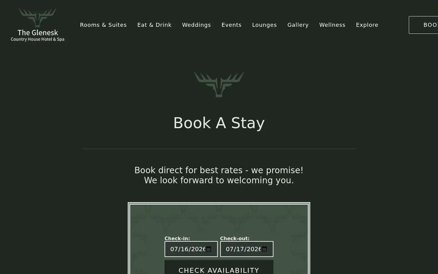 Screenshot of gleneskhotel.com